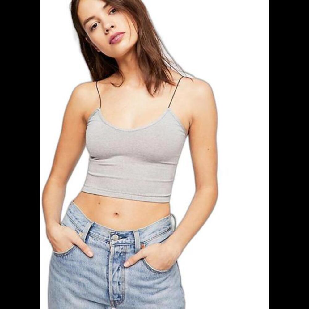 Free People Intimately Skinny Strap Brami Cami Top Gray M/L NWT
